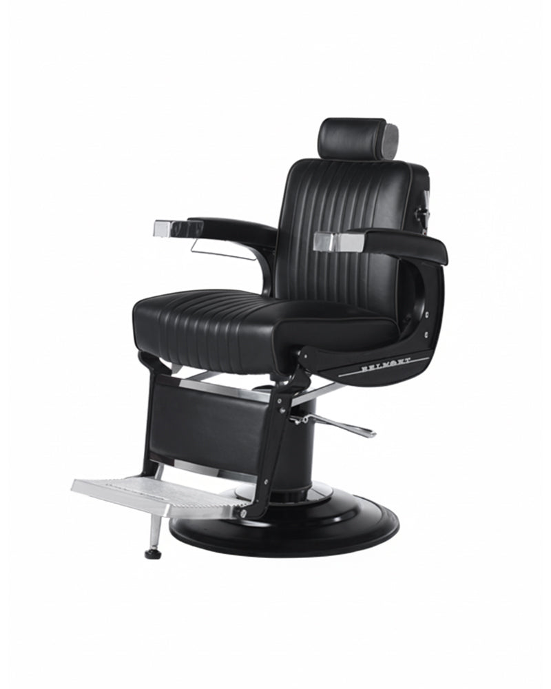 Apollo II Elite - Matte black barber chair with cast-iron frame